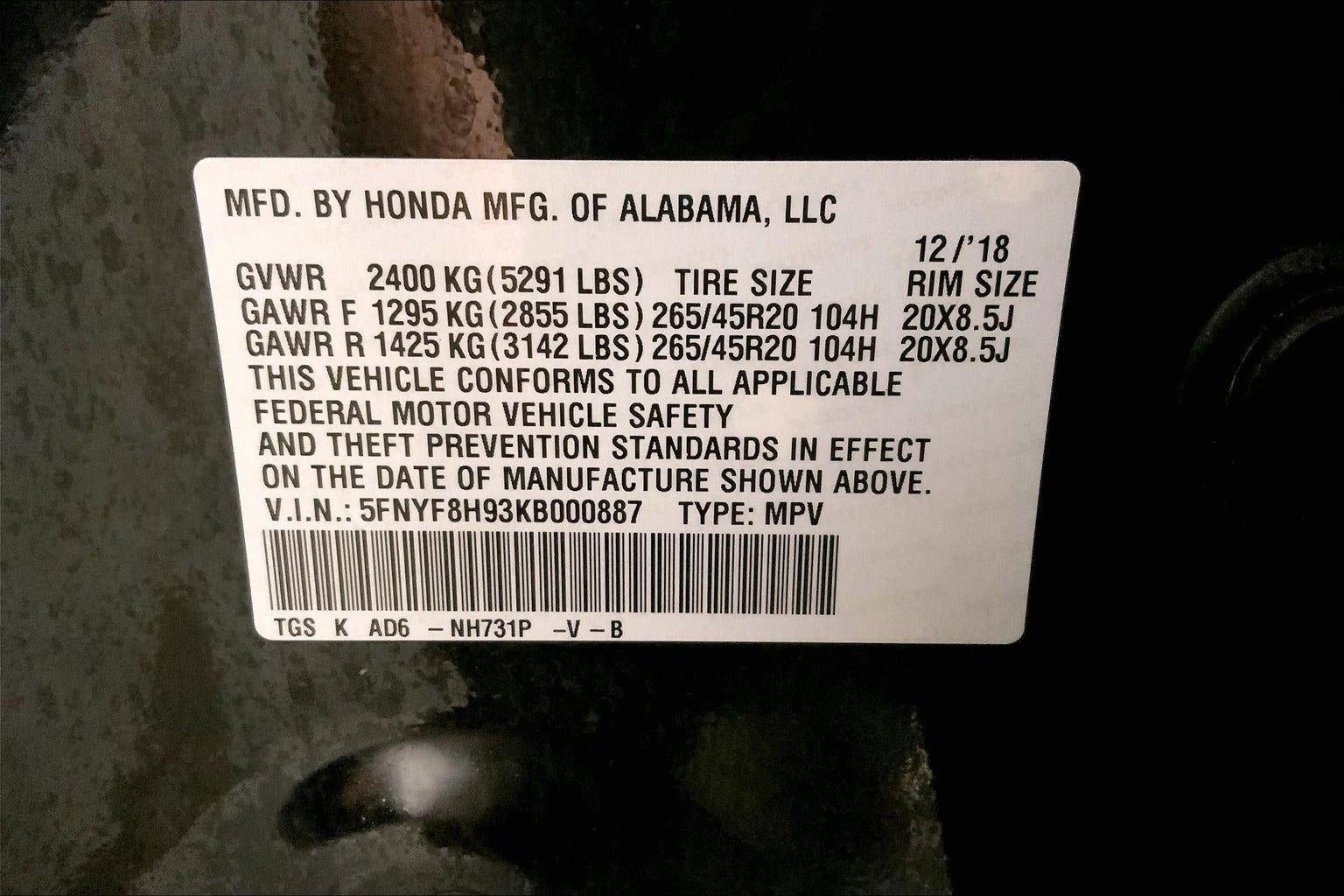 2019 Honda Passport Touring