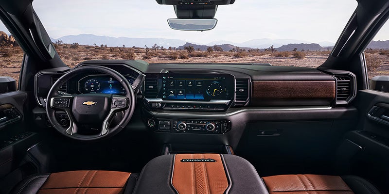 Chevrolet Silverado 2500 HD interior showing 13.4-inch touchscreen and digital instrument cluster