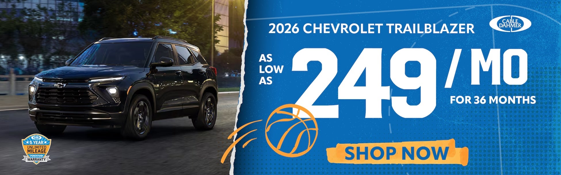 2026 Chevy Trailblazer $249/mo for 36 months