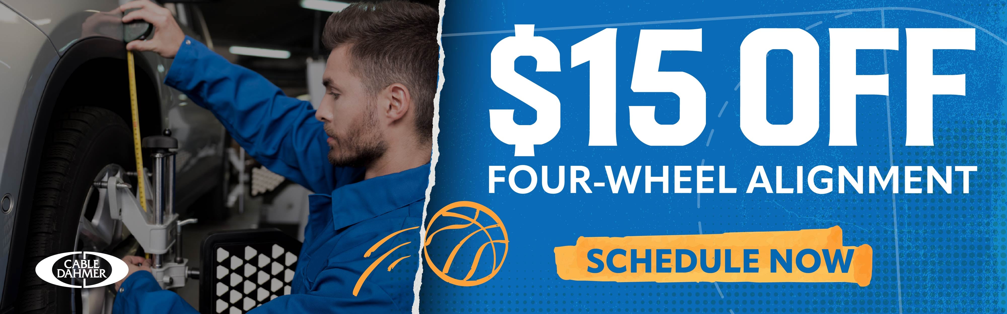 $15 OFF Four-Wheel Alignment 