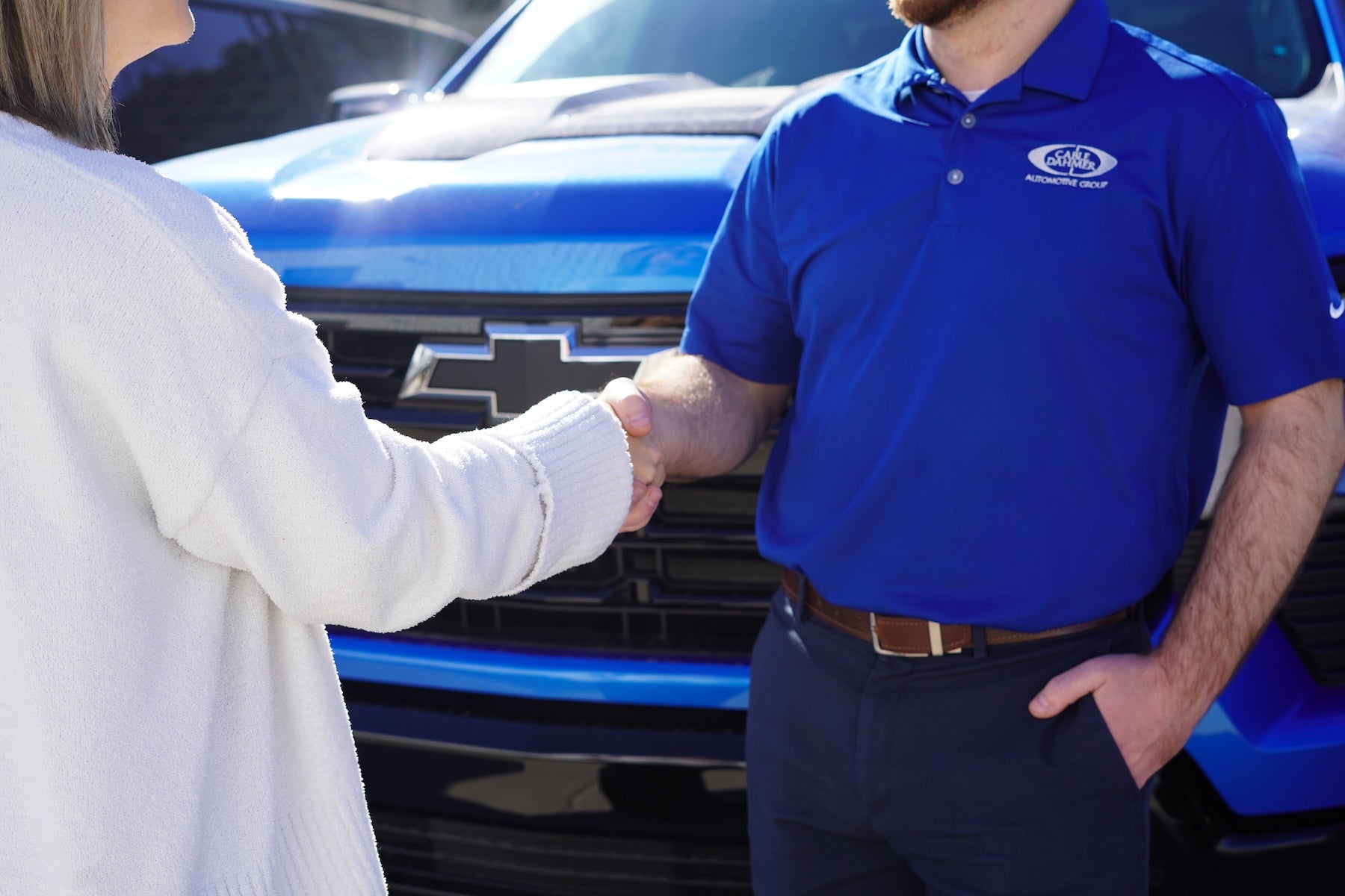 Shaking hands at Cable Dahmer Chevrolet of Independence