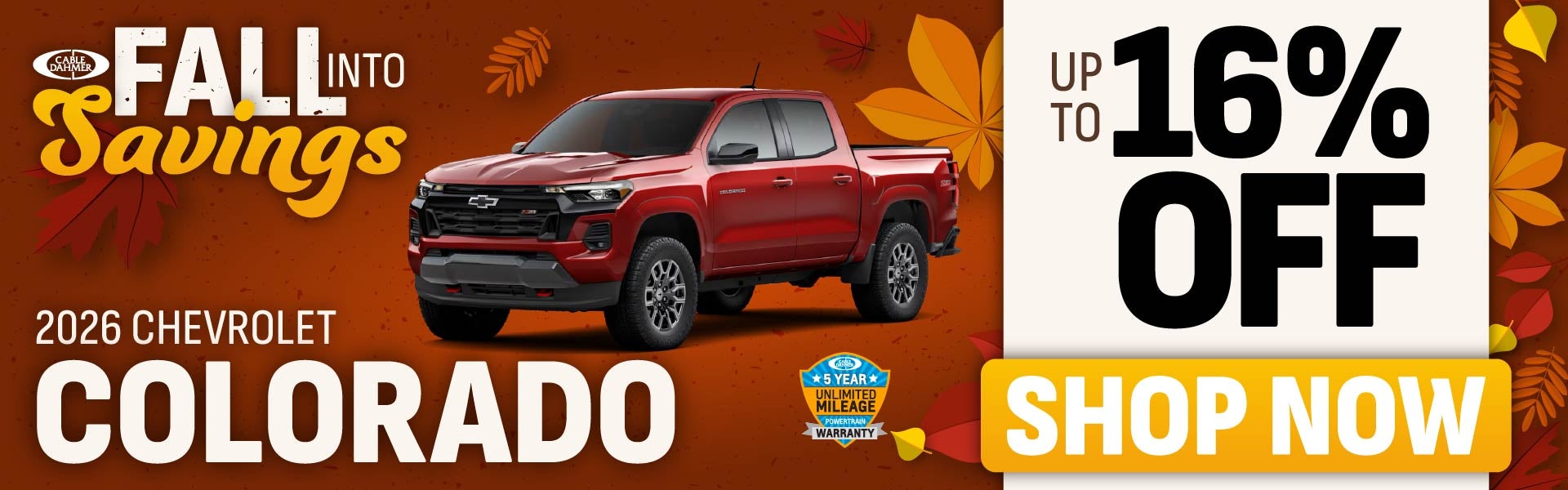 2026 Chevy Colorado up to 16% off MSRP