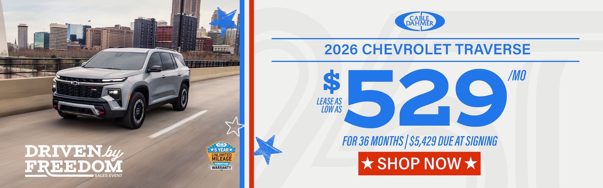2026 Chevy Traverse lease for $529 a month