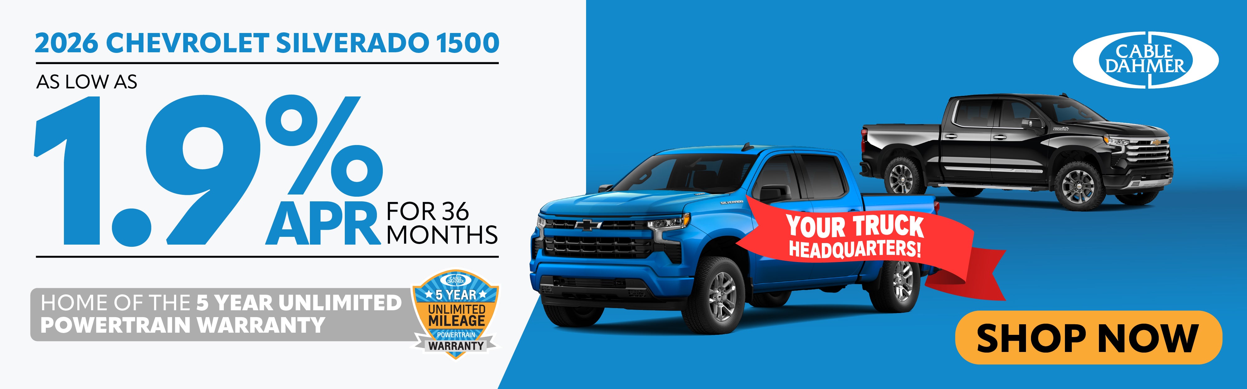 2026 Chevrolet Silverado 1500 As low as 1.9% APR for 36 mont